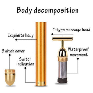 24K Gold Energy Beauty Bar Electric Facial Massage Roller - Grabiffy