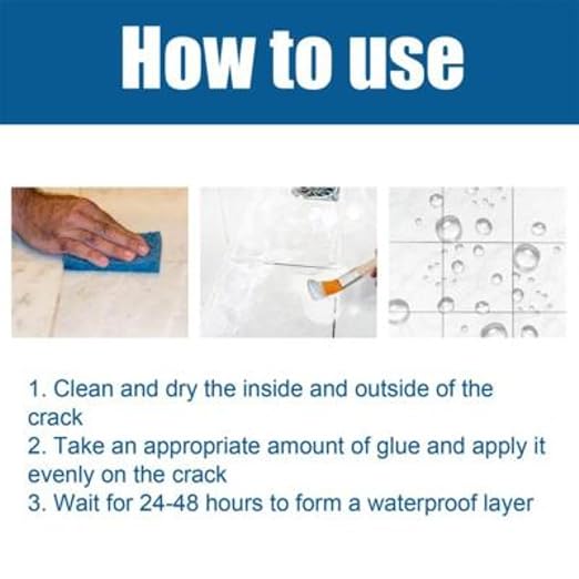 Crack Seal Agent with Brush Transparent Waterproof Resin Epoxy for Roof Leakage Crack Seal Glue Roof Water Leakage Solution Water Proof Glue for Waterproofing