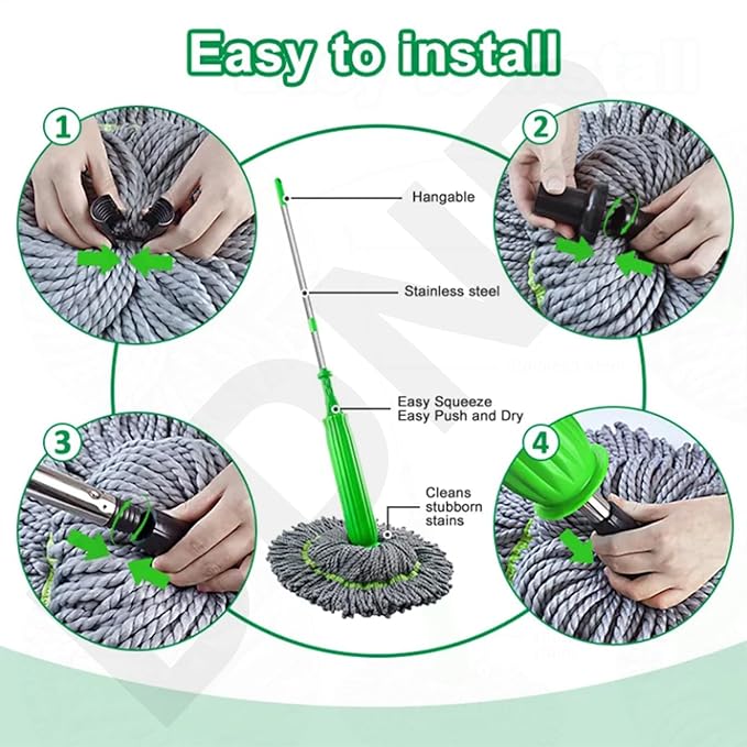 2-in-1 Self-Wringing Dehydrated Floor Mop | Microfiber Wet & Dry Mopping Stick | Moppers for Cleaning Floor | Office, Home & Kitchen