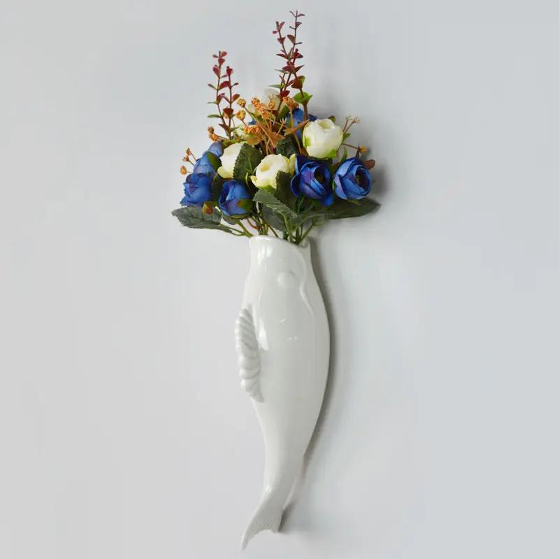 Simple Modern Creative Wall Ceramic Goldfish Vase Restaurant Mural Wall Hanging Three-Dimensional Wall Decoration Wholesale.