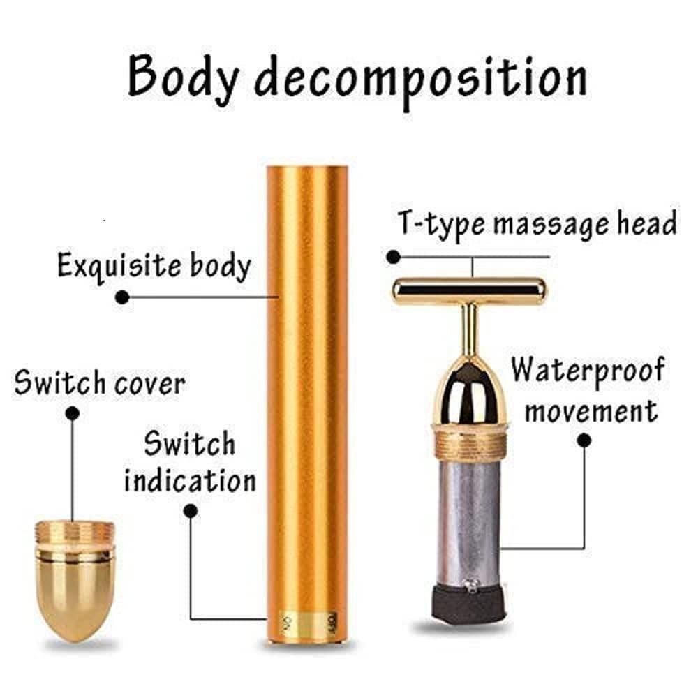24K Gold Energy Beauty Bar Electric Facial Massage Roller - Grabiffy