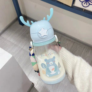 New Internet Red Cup cartoon water Cup children's large capacity antler plastic cup student gift sippy cup.