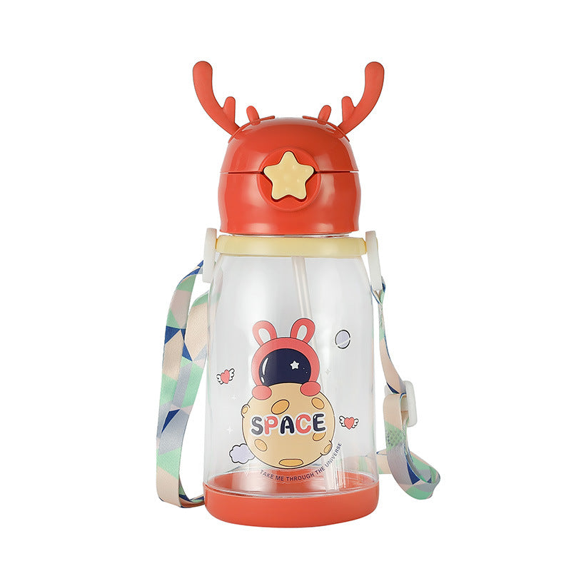 New Internet Red Cup cartoon water Cup children's large capacity antler plastic cup student gift sippy cup.